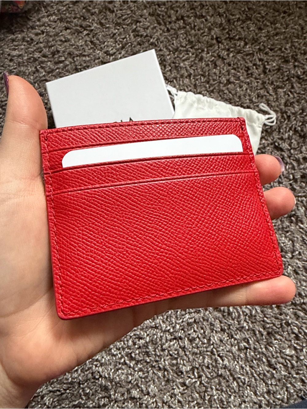 Furla Red Saffiano Leather Slim Card Case - Picture 4 of 7